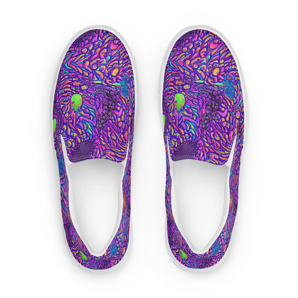Psychedelic Bloom on Men's Slip-On Canvas Shoes — Front
