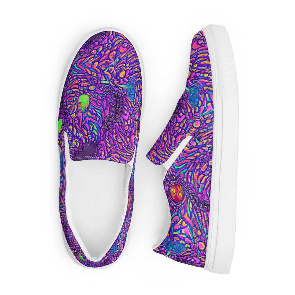 Psychedelic Bloom on Men's Slip-On Canvas Shoes — Front