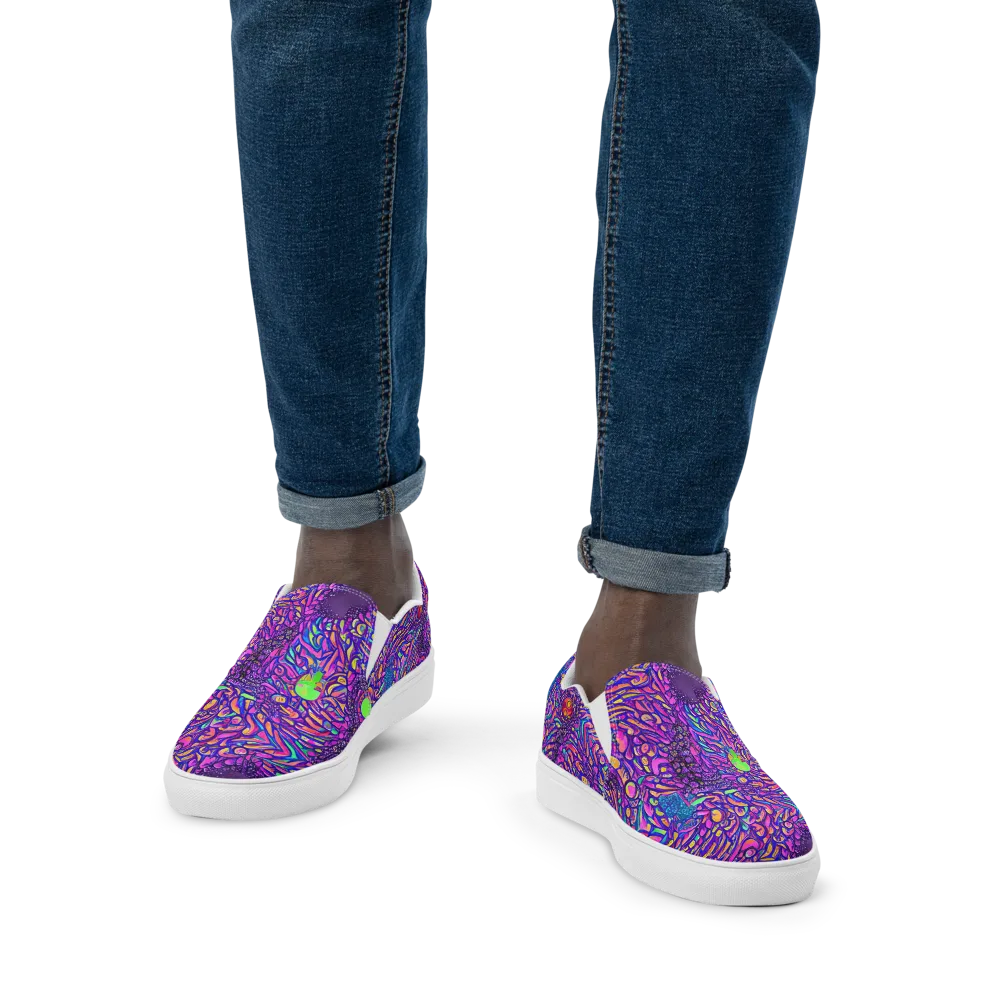 Psychedelic Bloom on Men's Slip-On Canvas Shoes — Front