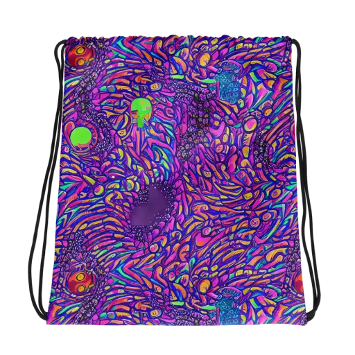 Psychedelic Bloom on a Drawstring Bag