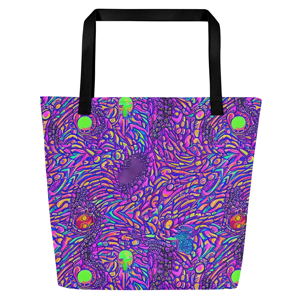 Psychedelic Bloom on Large Tote Bag W/ Pocket — Front
