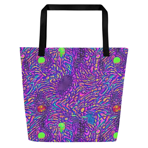 Psychedelic Bloom on a Large Tote Bag W/ Pocket