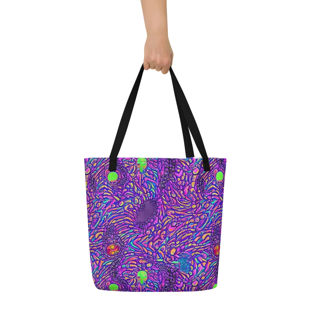 Psychedelic Bloom on Large Tote Bag W/ Pocket — Front