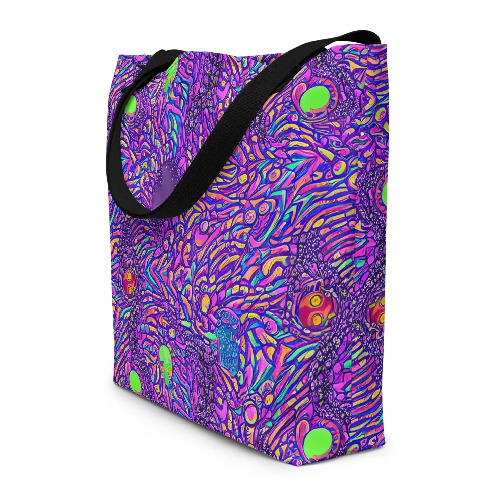 Psychedelic Bloom on Large Tote Bag W/ Pocket — Front