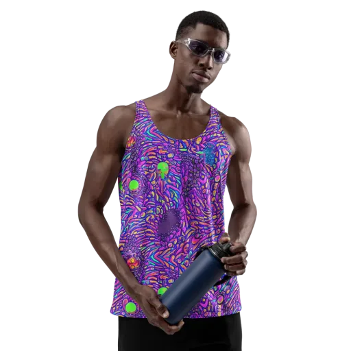 Psychedelic Bloom on a Men's Tank Top