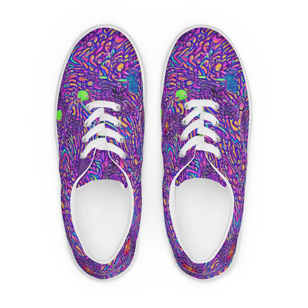 Psychedelic Bloom on Men's Lace-Up Canvas Shoes — Front