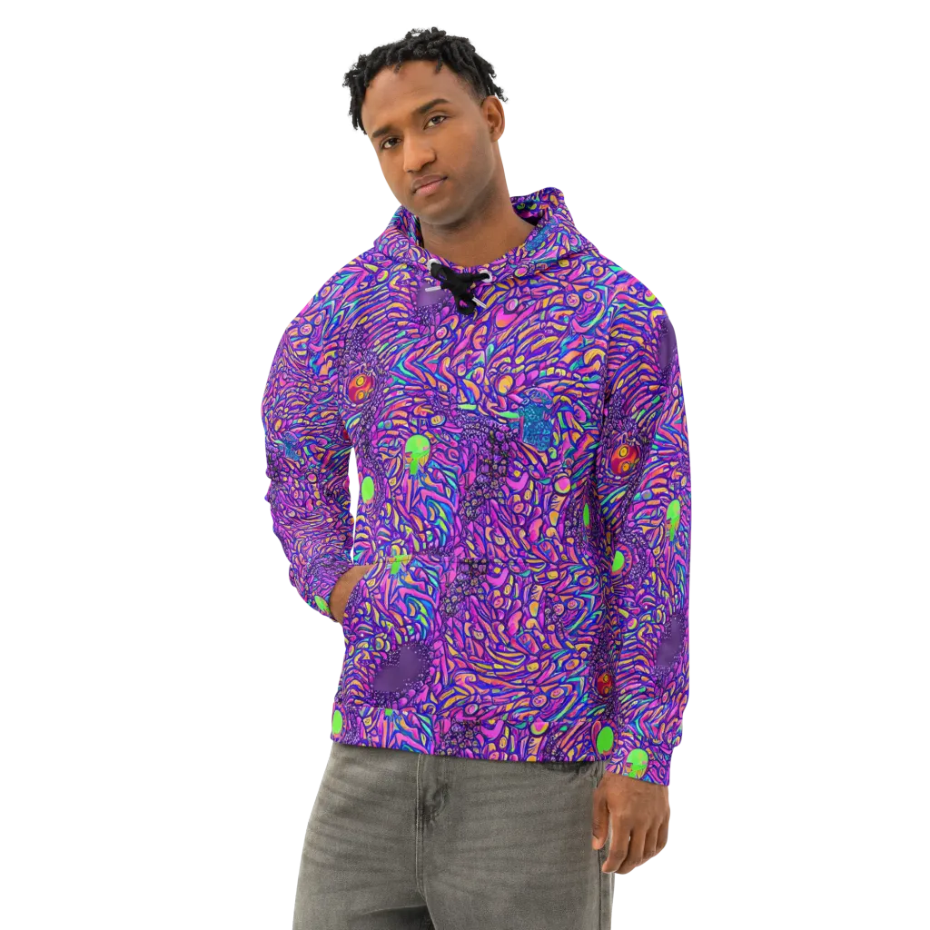 Psychedelic Bloom on Cotton Hoodie — Left Front