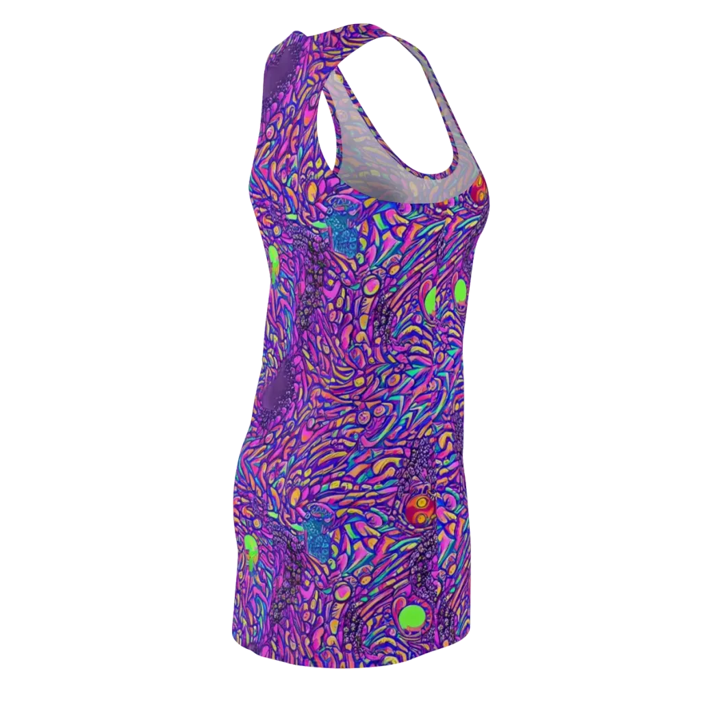 Psychedelic Bloom on Racerback Dress — Back Side
