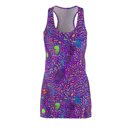 Psychedelic Bloom on a Racerback Dress