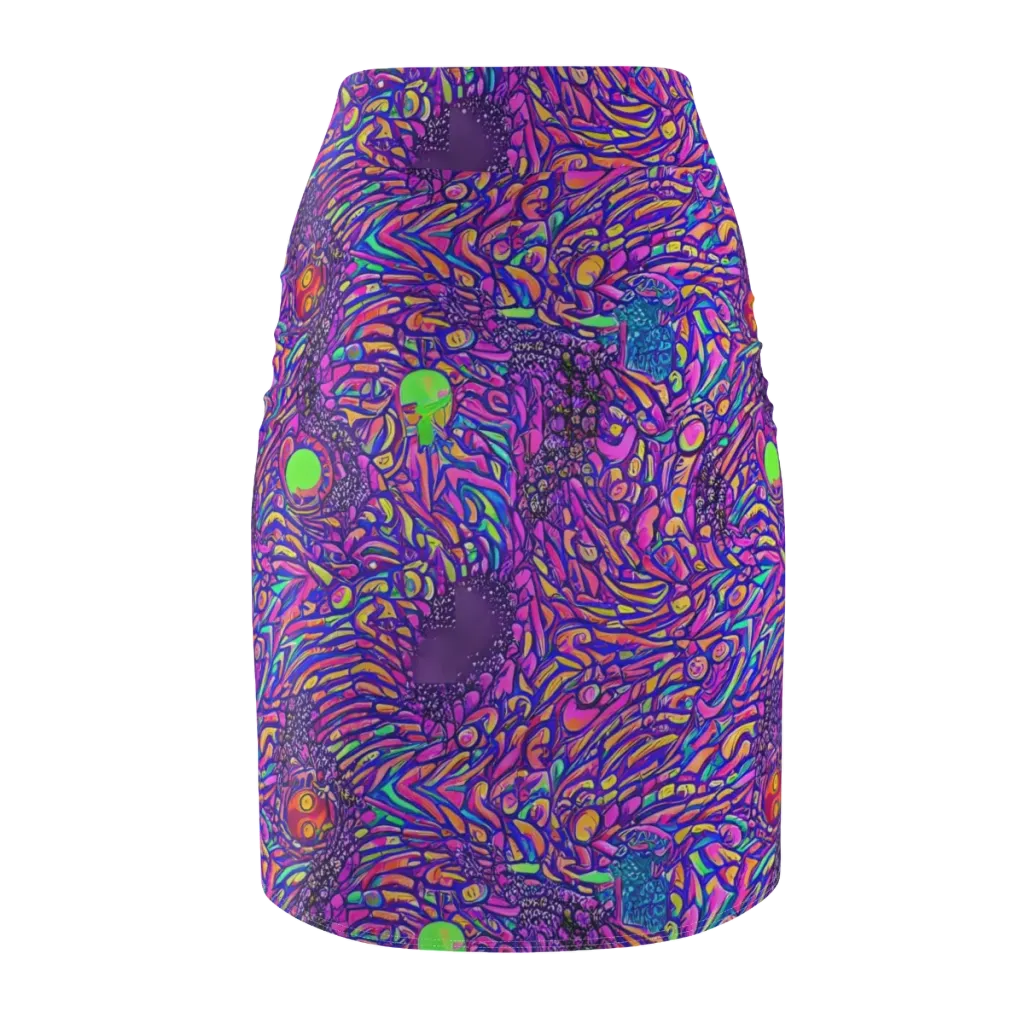 Psychedelic Bloom on Pencil Skirt — Back