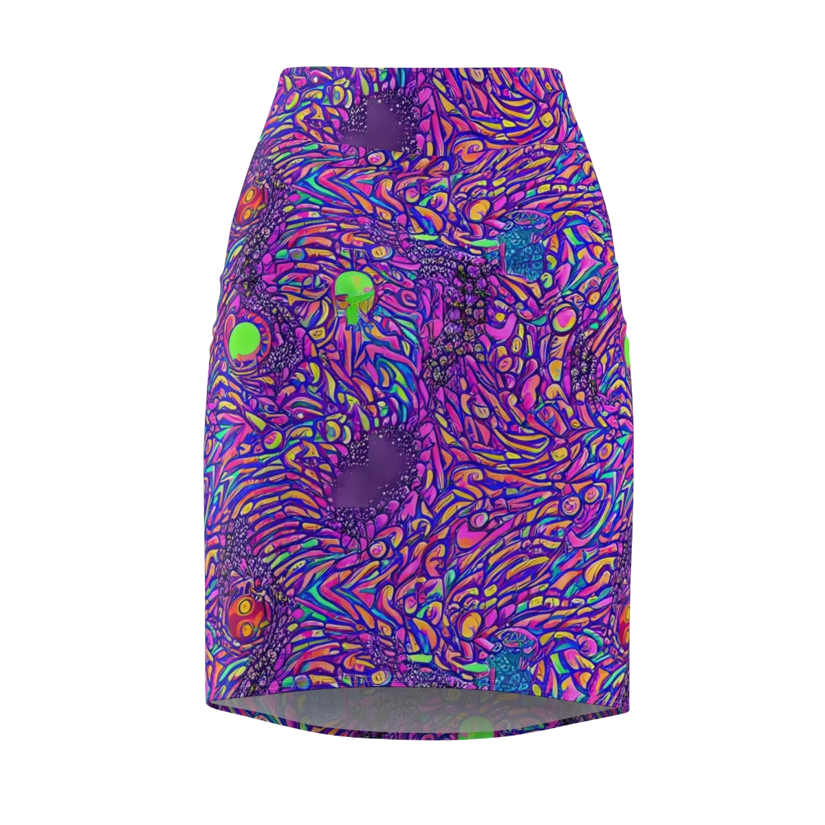 Psychedelic Bloom on Pencil Skirt — Front