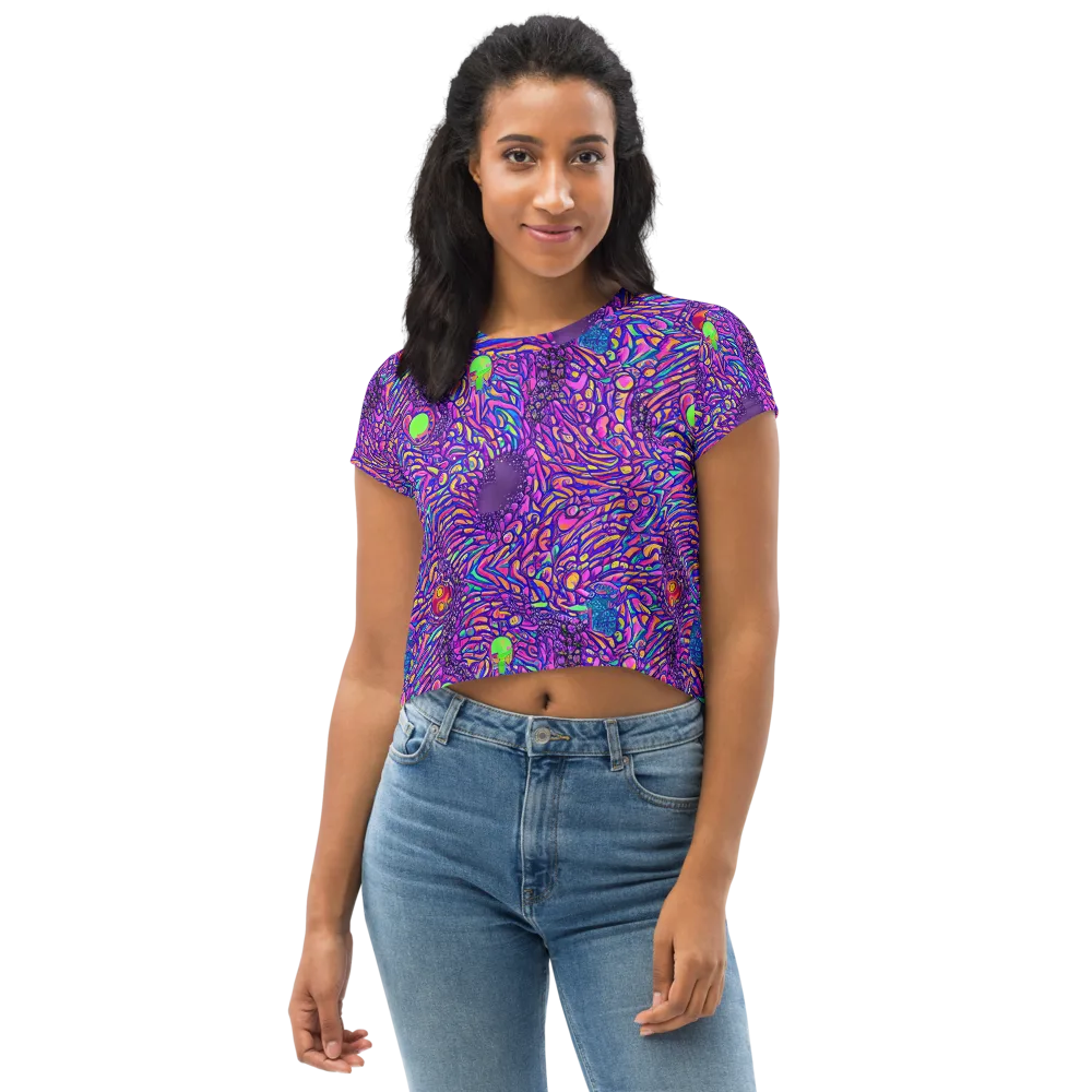 Psychedelic Bloom on Crop Tee — Front