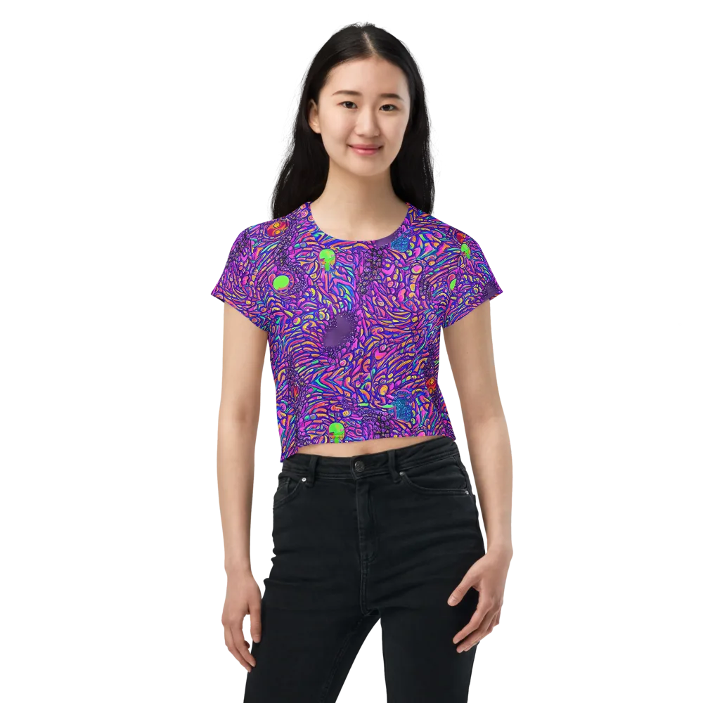 Psychedelic Bloom on Crop Tee — Front