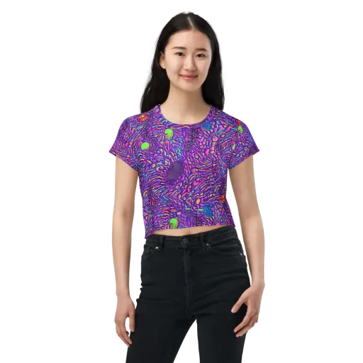 Psychedelic Bloom on a Crop Tee