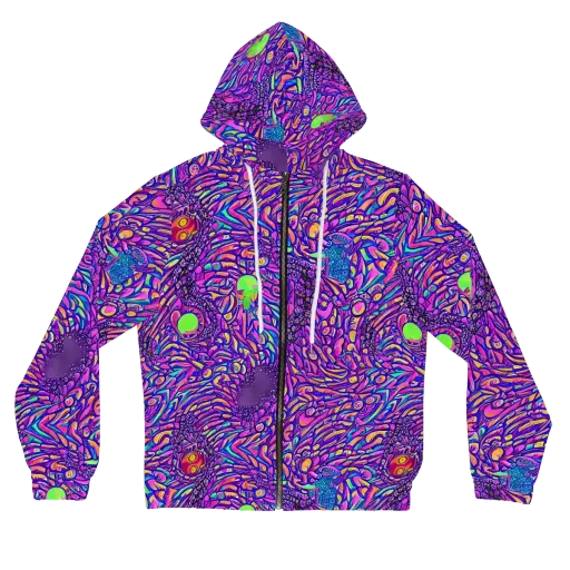 Psychedelic Bloom on a Women's Full-Zip Hoodie