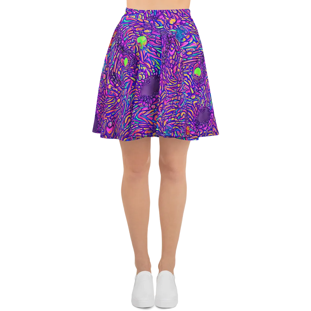 Psychedelic Bloom on Skater Skirt — Front
