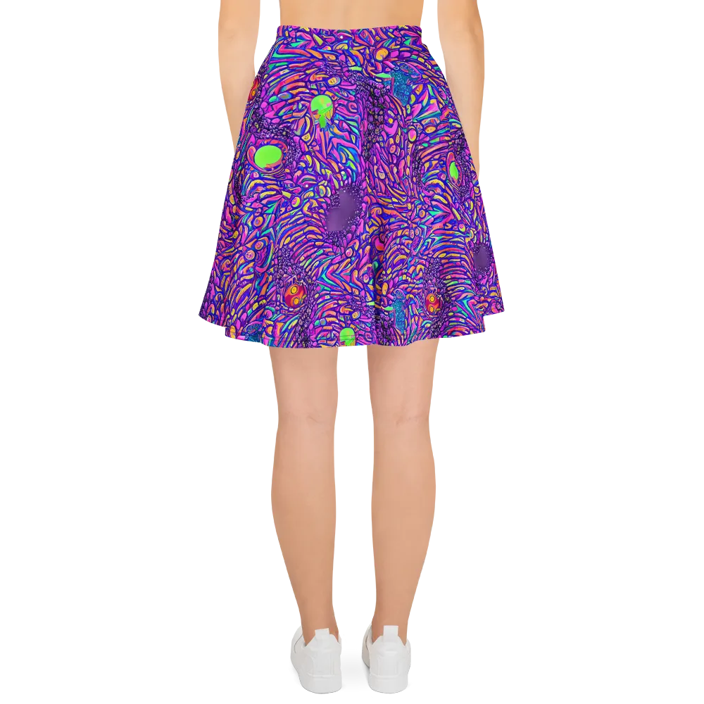 Psychedelic Bloom on Skater Skirt — Back
