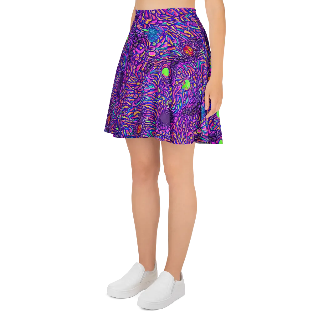 Psychedelic Bloom on Skater Skirt — Left