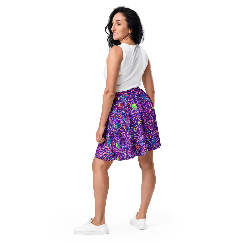 Psychedelic Bloom on Skater Skirt — Back