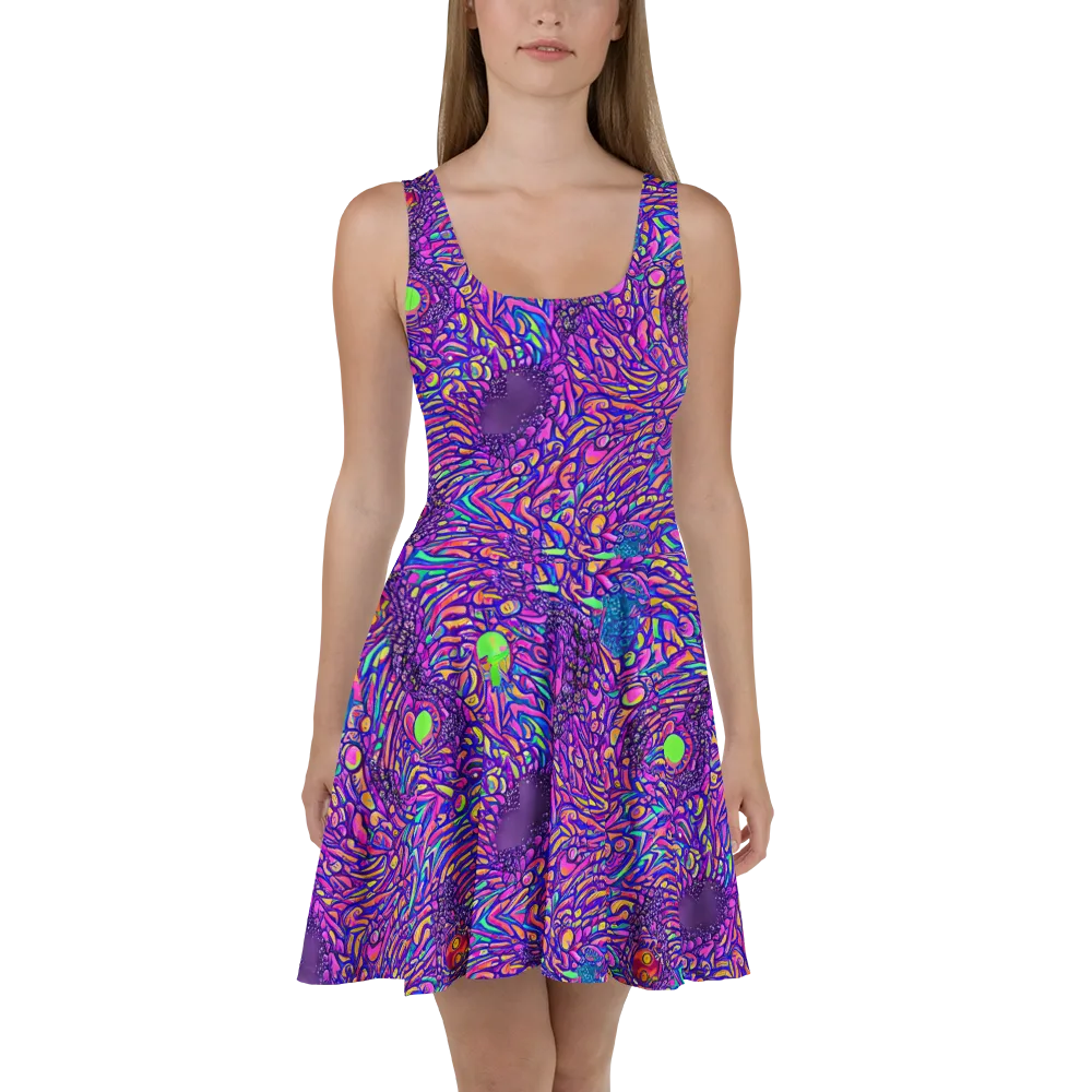 Psychedelic Bloom on Skater Dress — Front