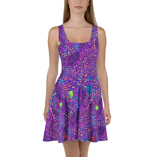 Psychedelic Bloom on a Skater Dress