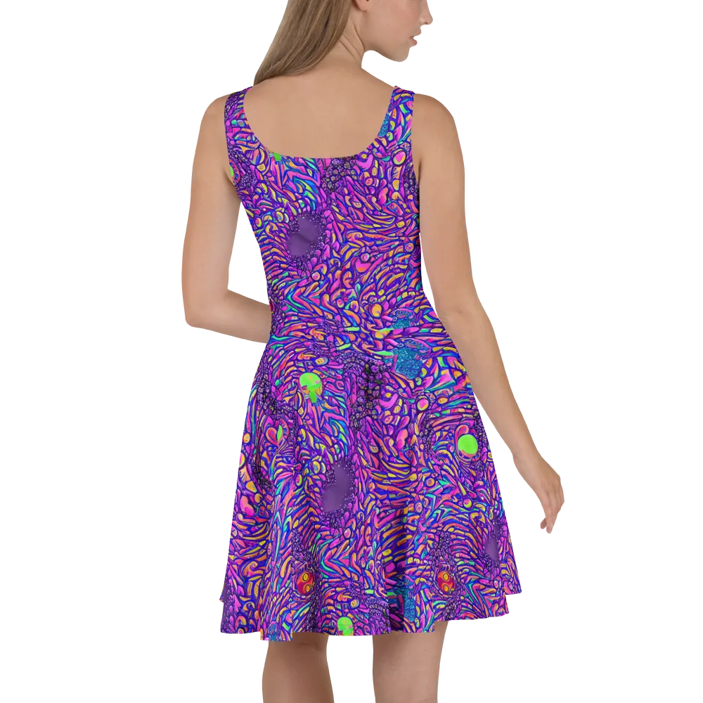 Psychedelic Bloom on Skater Dress — Back