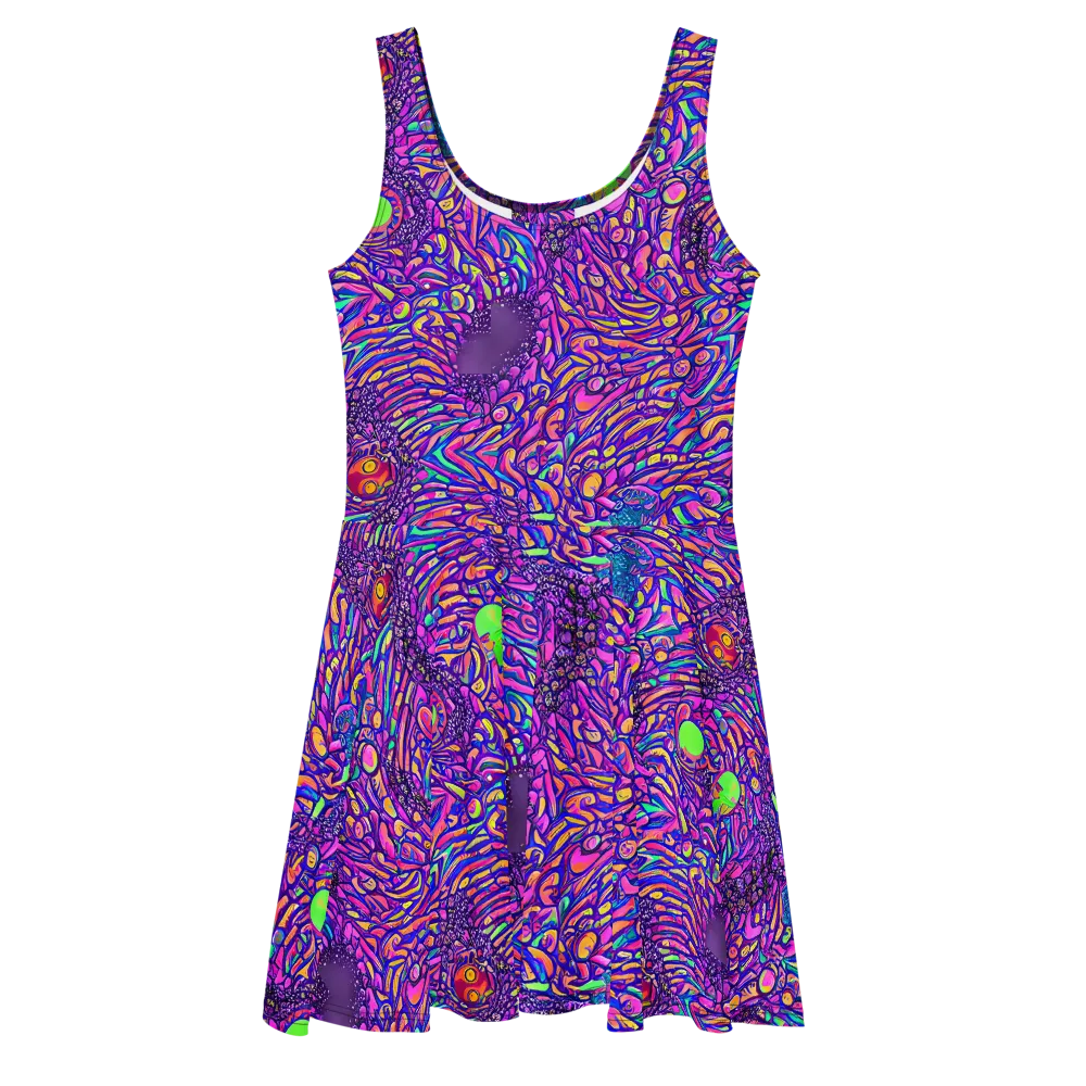Psychedelic Bloom on Skater Dress — Front