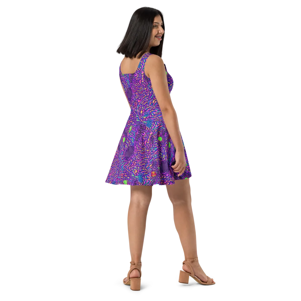 Psychedelic Bloom on Skater Dress — Right