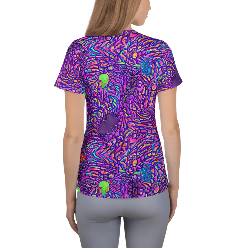 Psychedelic Bloom on Women's Athletic T-Shirt — Back