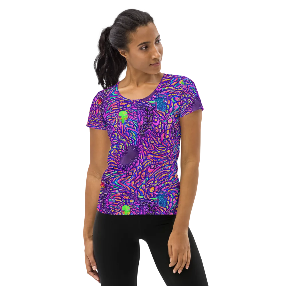 Psychedelic Bloom on Women's Athletic T-Shirt — Front