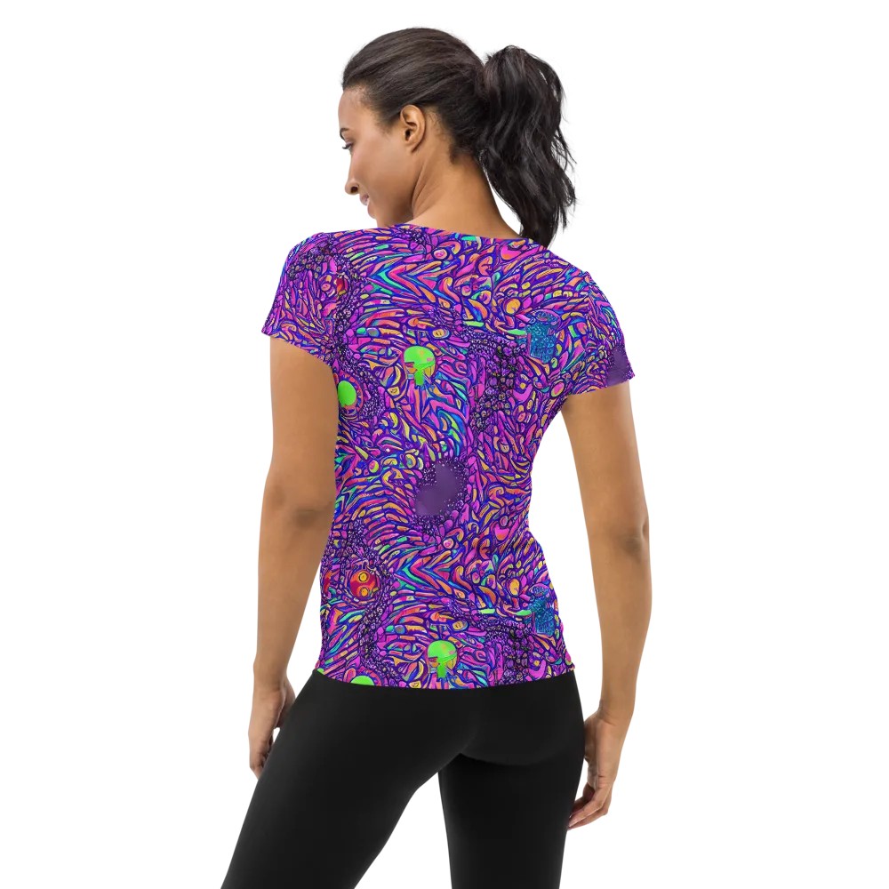 Psychedelic Bloom on Women's Athletic T-Shirt — Back
