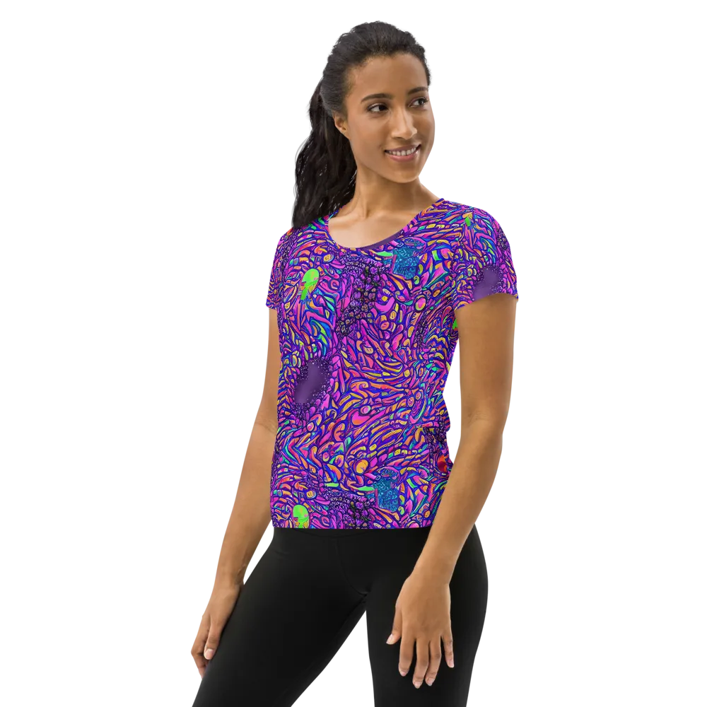 Psychedelic Bloom on Women's Athletic T-Shirt — Left