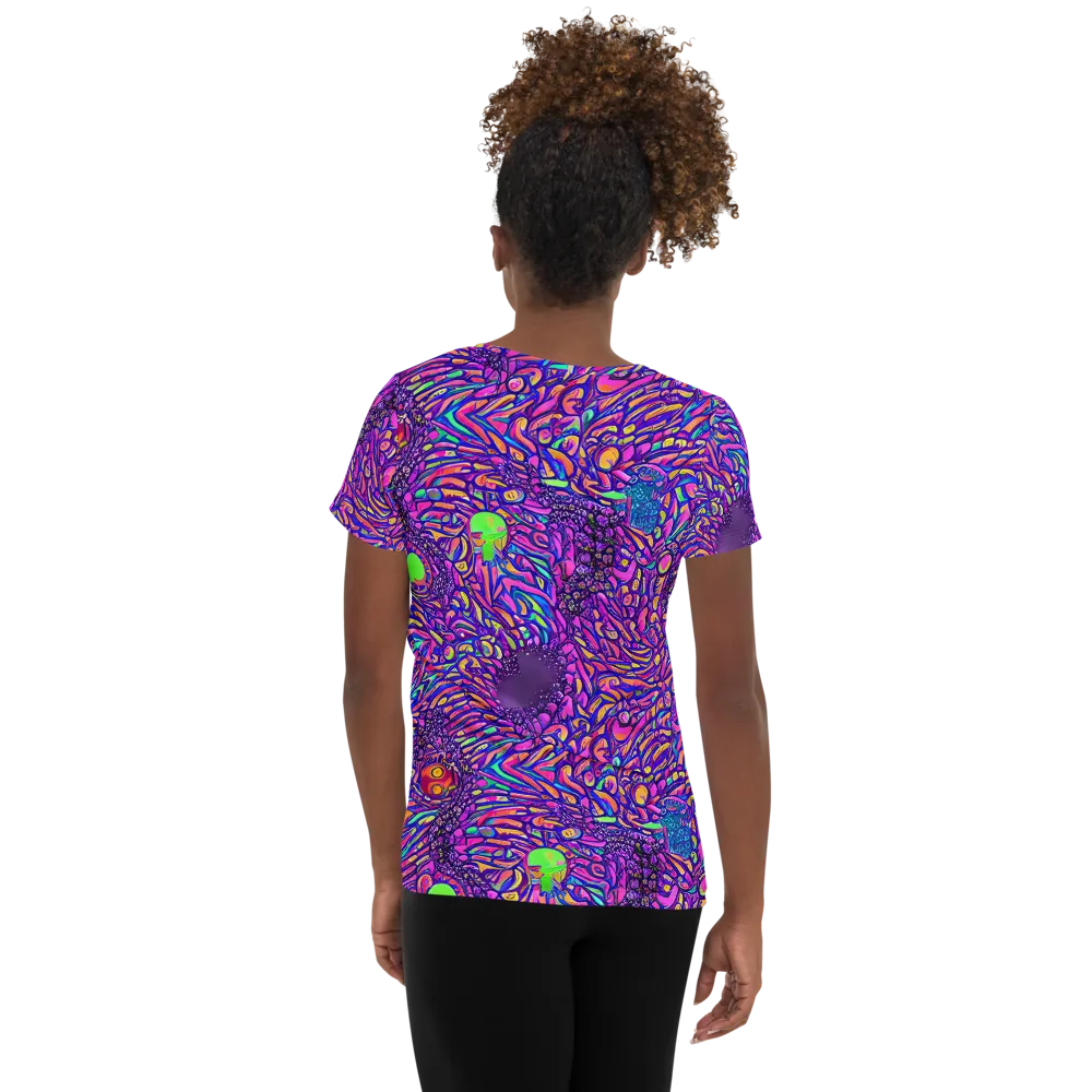 Psychedelic Bloom on Women's Athletic T-Shirt — Back