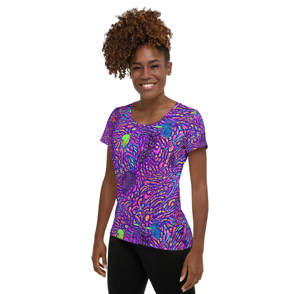 Psychedelic Bloom on Women's Athletic T-Shirt — Left