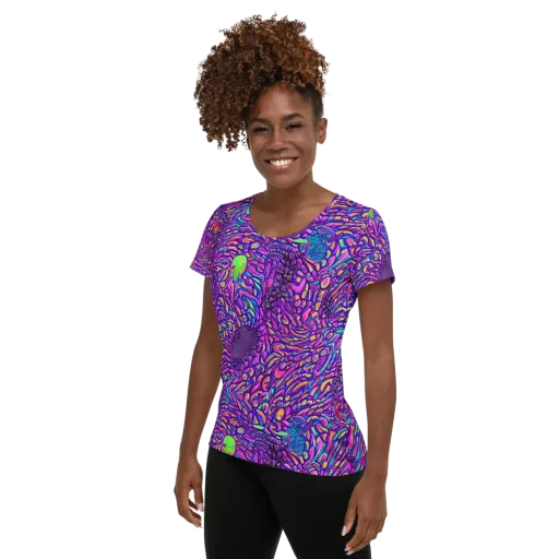 Psychedelic Bloom on a Women's Athletic T-Shirt
