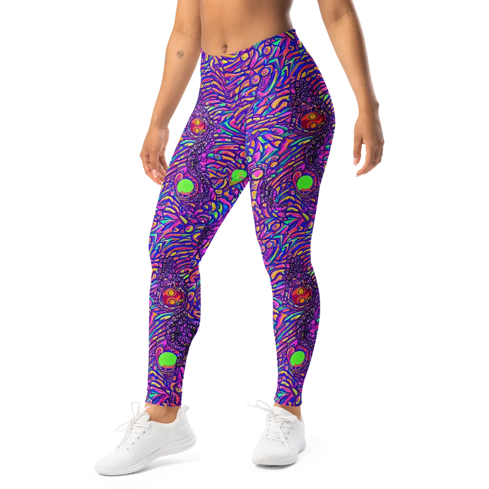 Psychedelic Bloom on Leggings — Left Front