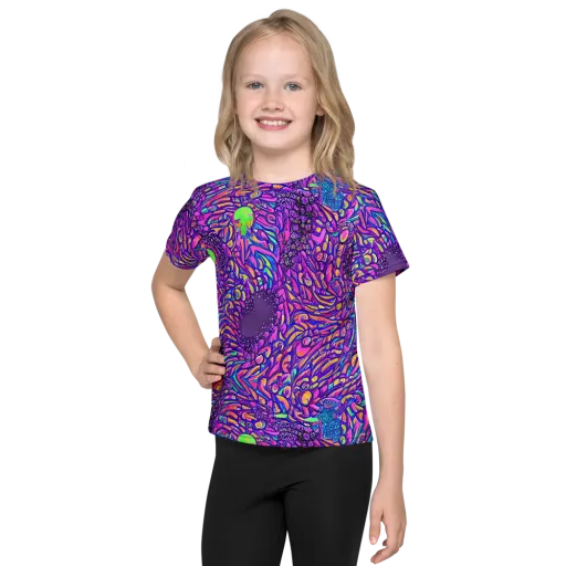 Psychedelic Bloom on a Kids Crew Neck T-Shirt