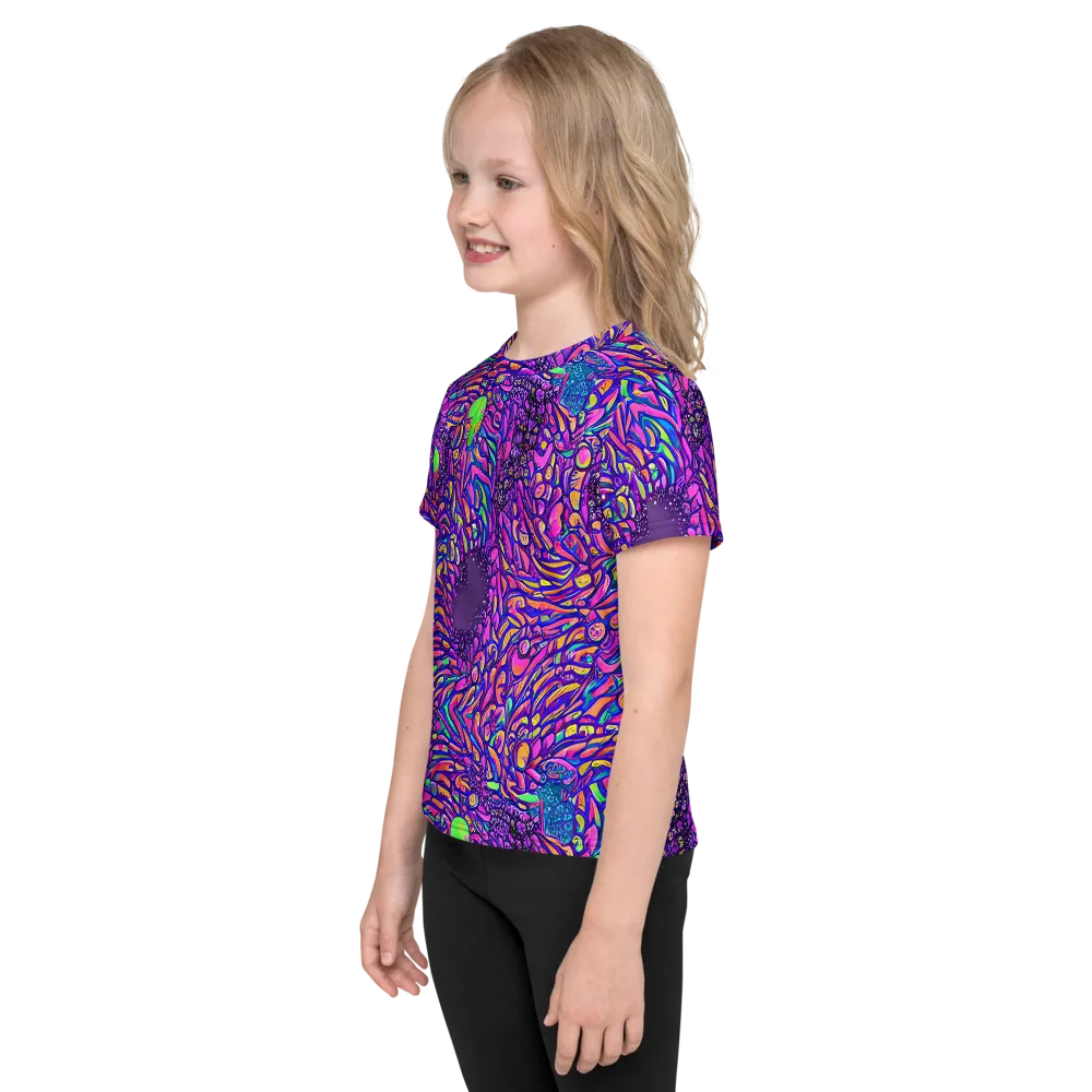 Psychedelic Bloom on Kids Crew Neck T-Shirt — Left