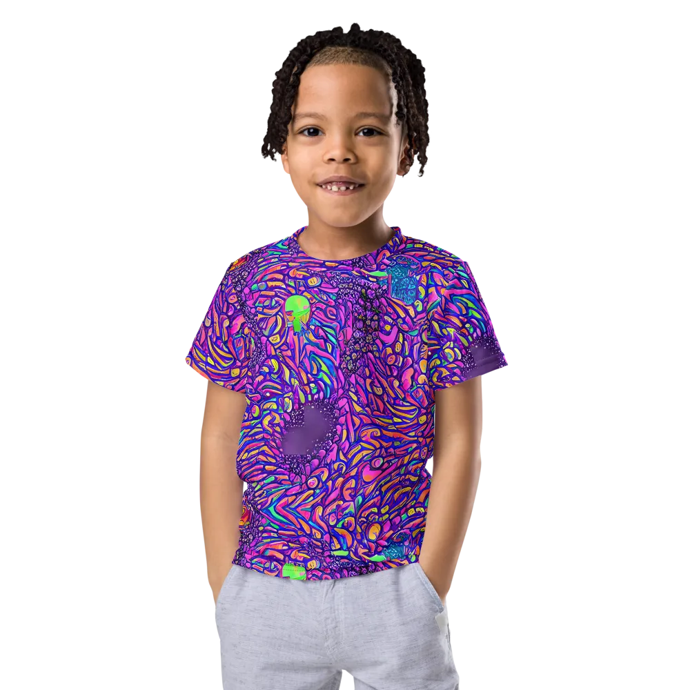Psychedelic Bloom on Kids Crew Neck T-Shirt — Front