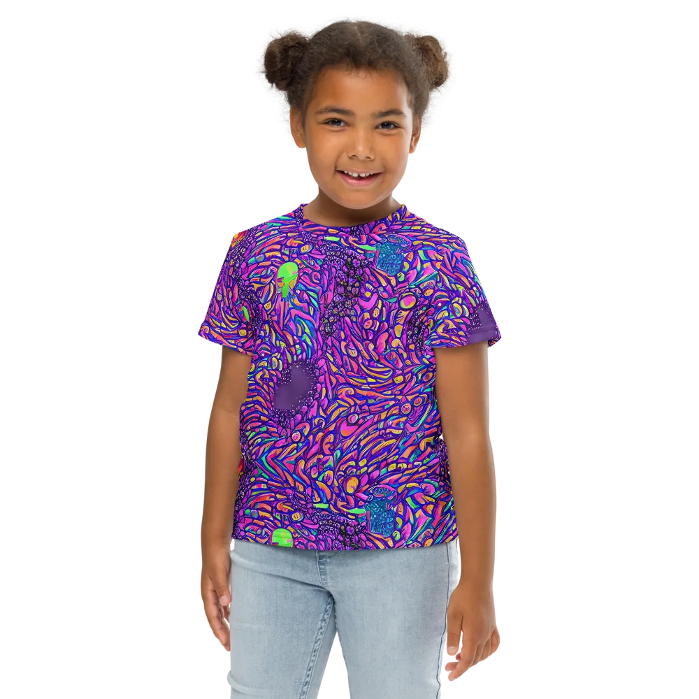 Psychedelic Bloom on Kids Crew Neck T-Shirt — Front
