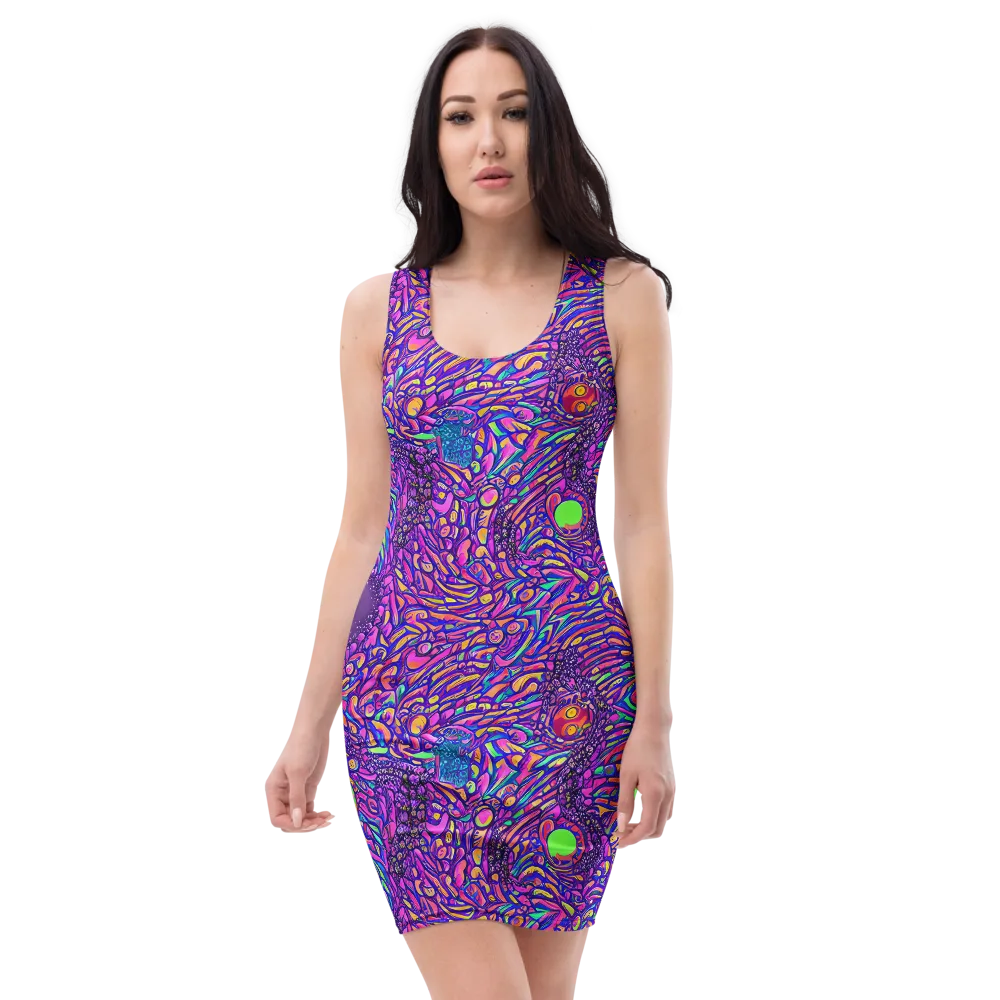 Psychedelic Bloom on Bodycon Dress — Front