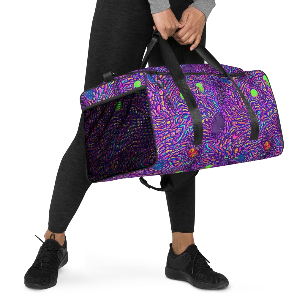 Psychedelic Bloom on Duffle Bag — Right Front
