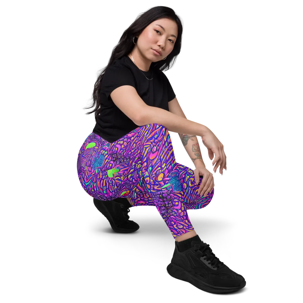 Psychedelic Bloom on Leggings with Pockets — Right Front