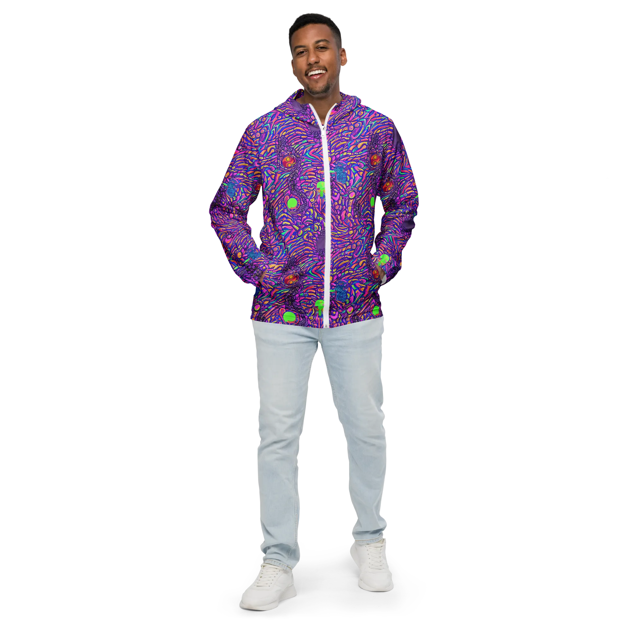 Psychedelic Bloom on Men's Windbreaker — Front