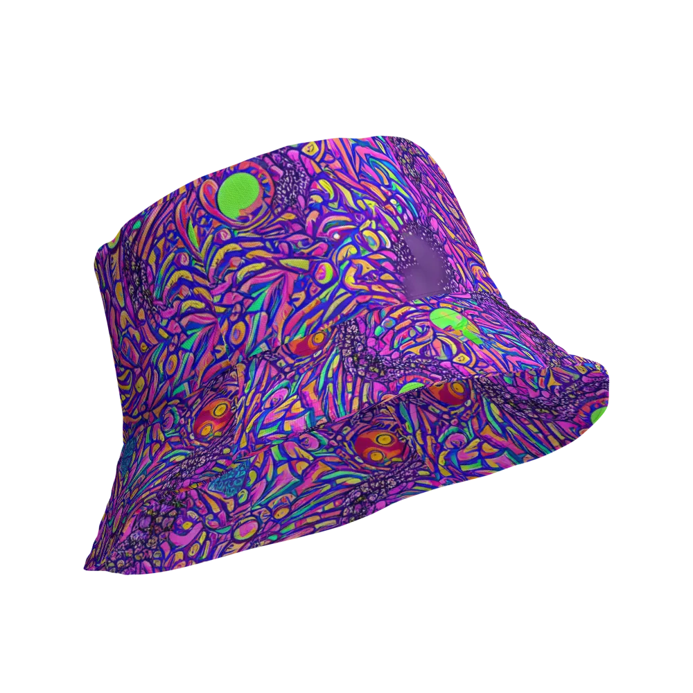 Psychedelic Bloom on Reversible Bucket Hat — Product details Outside