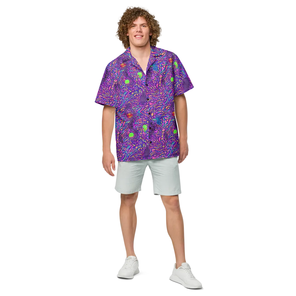 Psychedelic Bloom on Button Shirt — Front