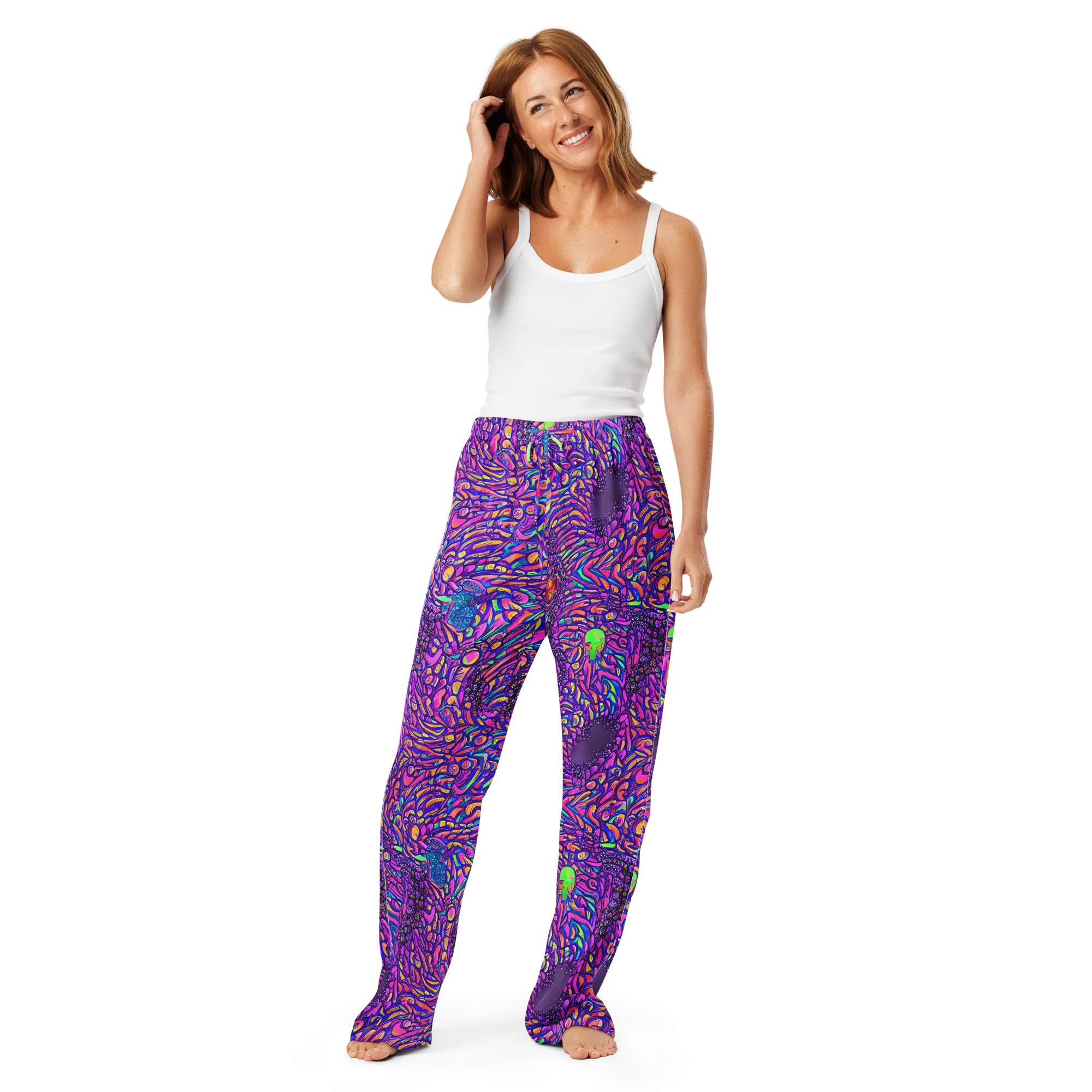 Psychedelic Bloom on Women's Pajama Pants — Front