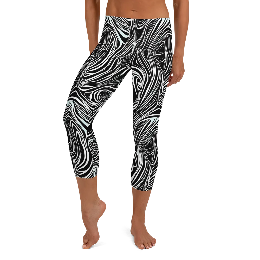 Ivory Vortex on Capri Leggings — Front