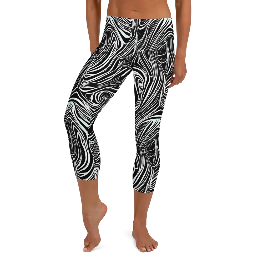 Ivory Vortex on Capri Leggings — Front