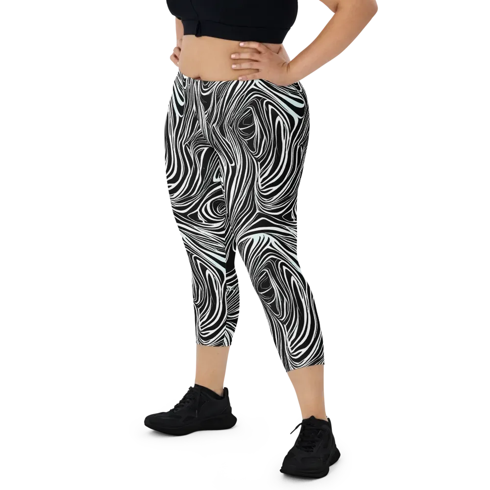 Ivory Vortex on Capri Leggings — Front